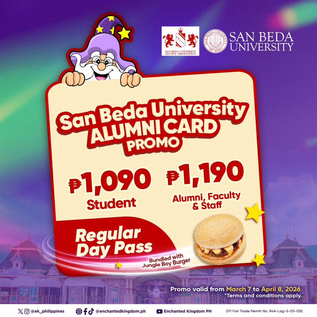 San Beda Alumni Card Promo 2026 – Enchanted Kingdom